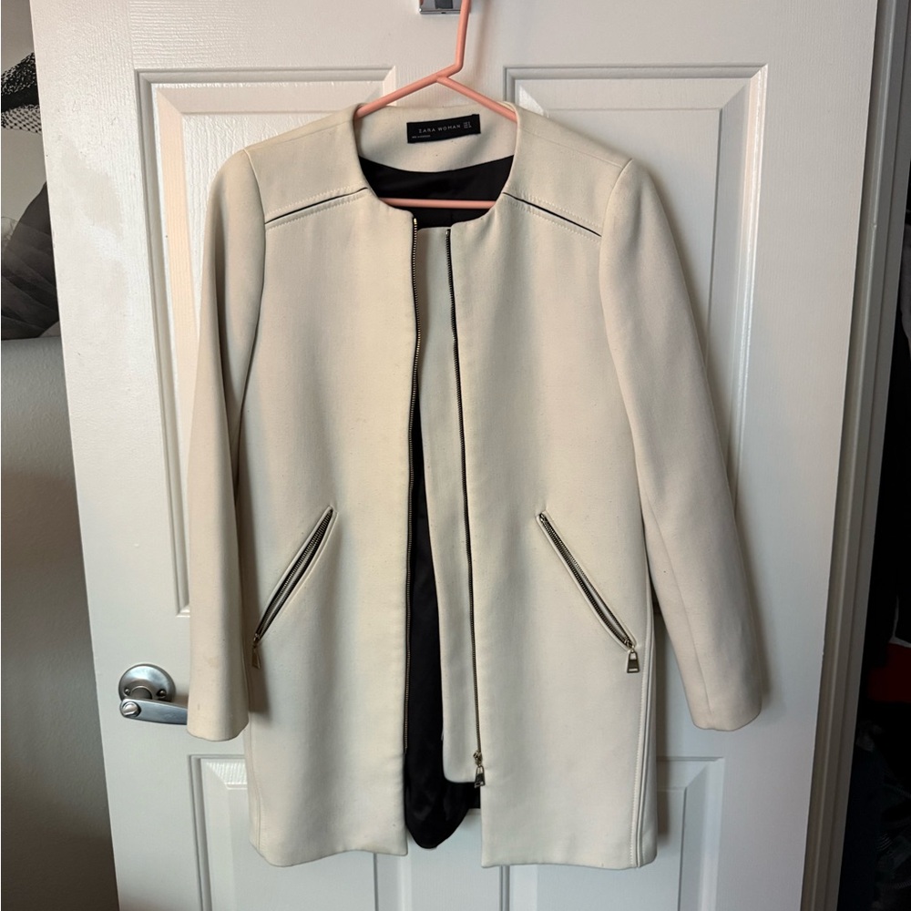 Zara Cream Jacket with Black Accents